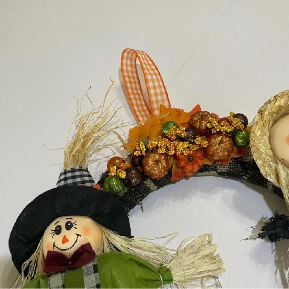 Fall Harvest Scarecrow Welcome Wreath 15